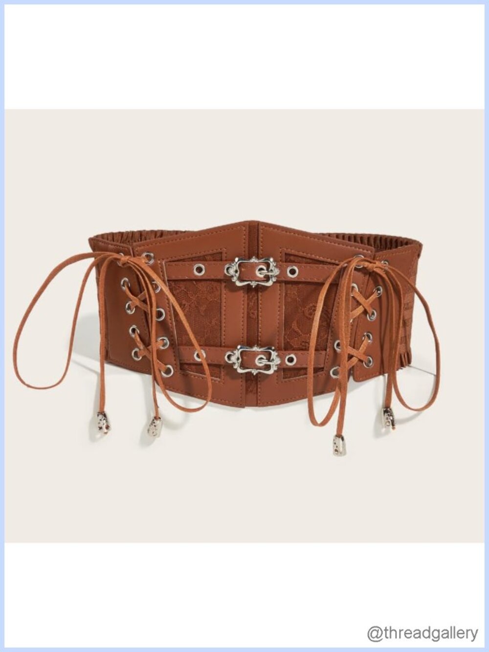 Leather Corset Belt Sides Lace-up Medieval Renaissance Underbust Wide Elastic